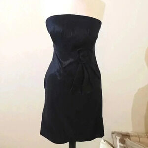 Black Strapless Cinched Waist Dress